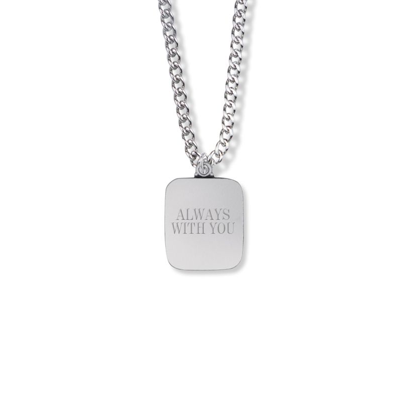 Extel Medium Sterling Silver Rectangle Antiqued St. Christopher Medal Pendant with 20 Inch Chain