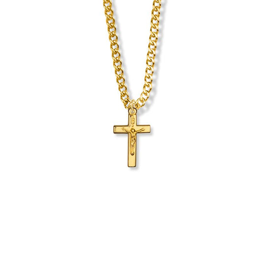 Extel Medium 10KT Gold Filled Small Crucifix Pendant for Women with 18" chain