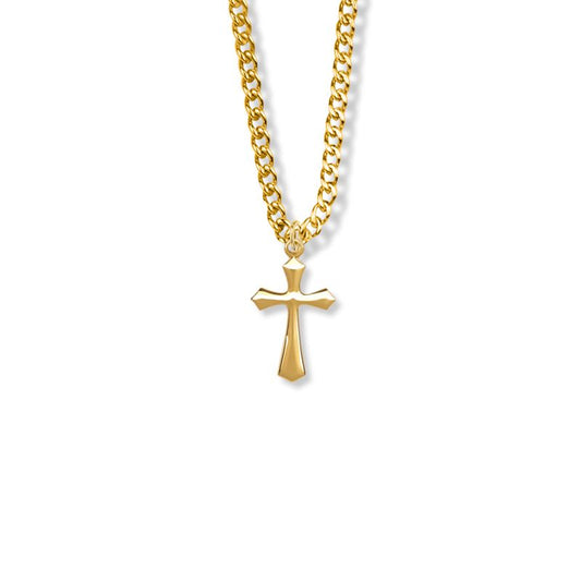 Extel Medium 14KT Gold Filled Beveled Cross Pendant for Women with 18" chain
