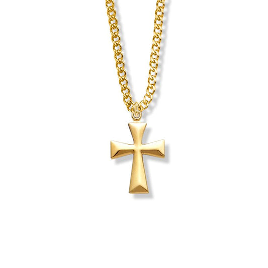 Extel Medium 10KT Gold Filled Flared Cross Pendant for Boy with 18" chain
