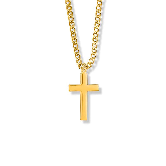 Extel Medium Brass Gold Plated Boy First Communion Cross Pendant with 18" chain