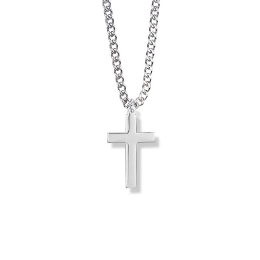 Extel Medium Silver Plated Boy First Communion Cross Pendant with 18" chain