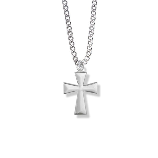 Extel Medium Silver Plated Boy First Communion Flare Cross Pendant with 18" chain