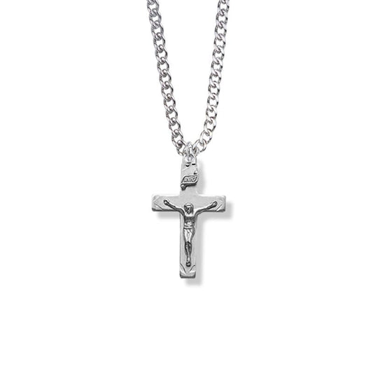 Extel Large Pewter Boy First Communion Crucifix Pendant with 18" chain