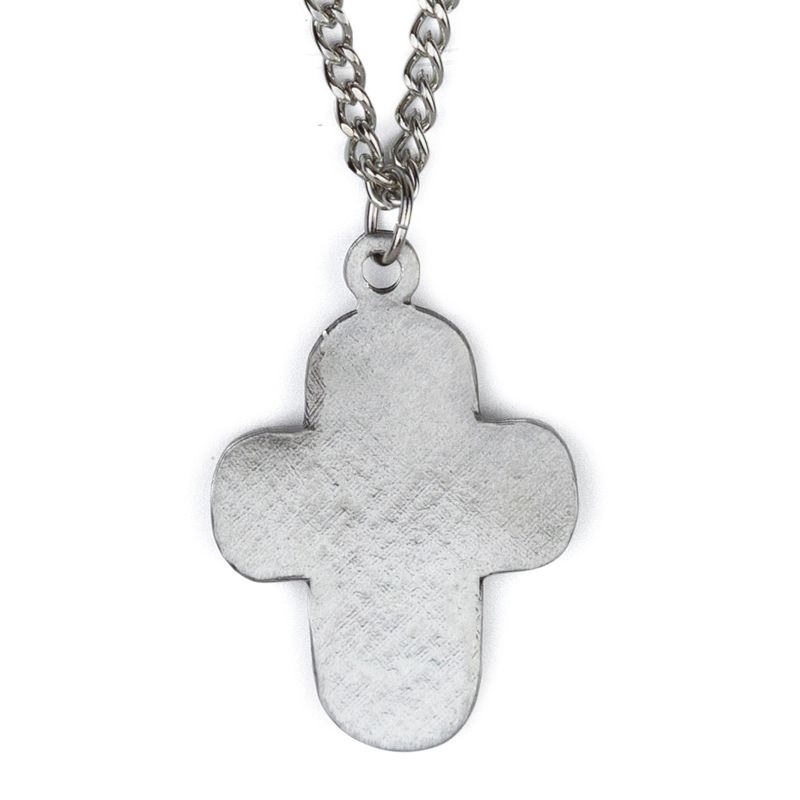 Extel Large Pewter and White Beaded Cross Pendant for Men with 24" chain