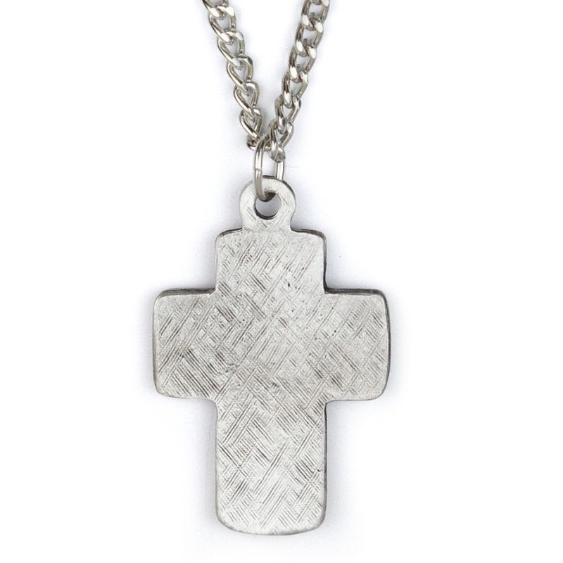 Extel Large Pewter and Black Beaded Cross Pendant for Men with 24" chain