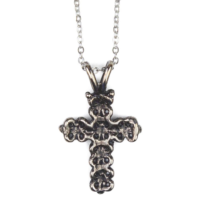 Extel Large Pewter Gothic Cross with Dove Pendant for Men Women with 18" chain