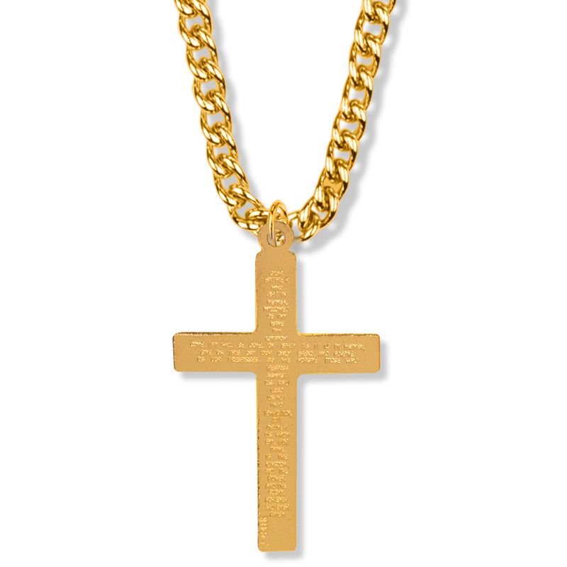 Extel Large 14KT Gold Plated Cross Pendant for Men 24 Inch Chain